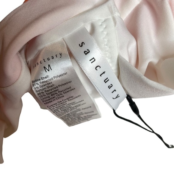 Sanctuary White Multi Colorblocked Tie Front One Piece Swimsuit Medium New - Picture 7 of 7